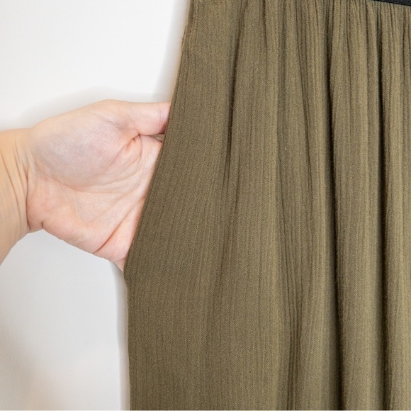 Anthropologie Dolan Womens Olive Green Wide Leg Pull On Pants Size Large Flaw - Picture 6 of 13